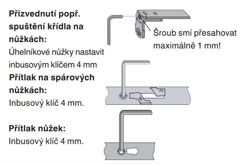 Nastavení nůžek kování Maco