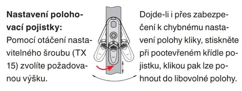 Nastavení polohovací pojistky u oken s kováním Maco