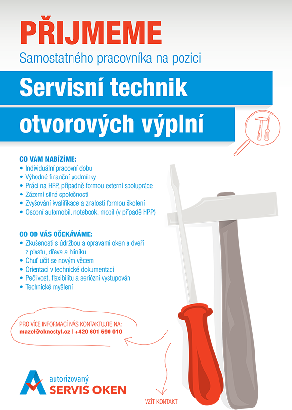 Volné pracovní místo servisního technika otvorových výplní